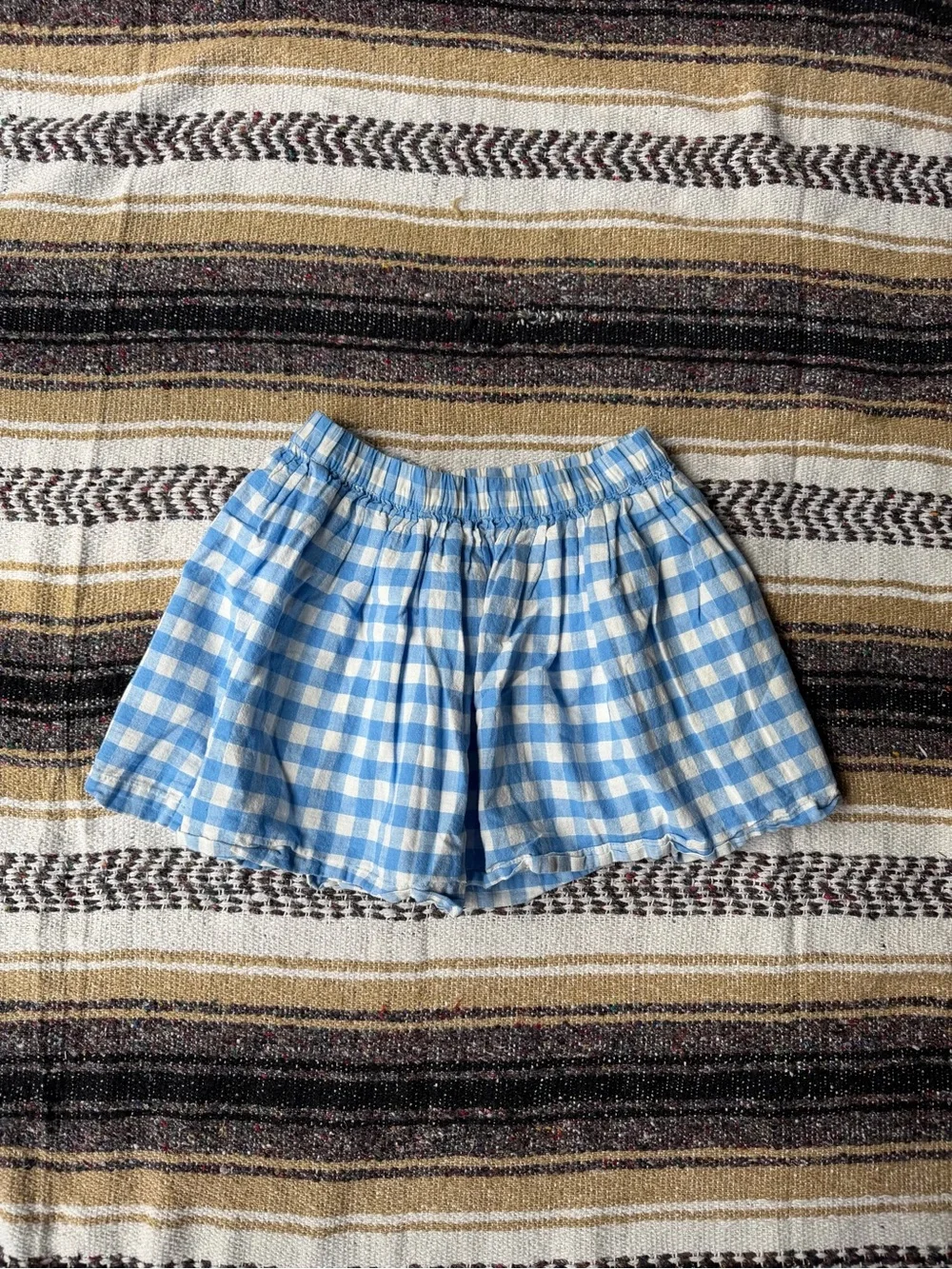 GAP Kids Blue and White Gingham Elastic Waist Skirt